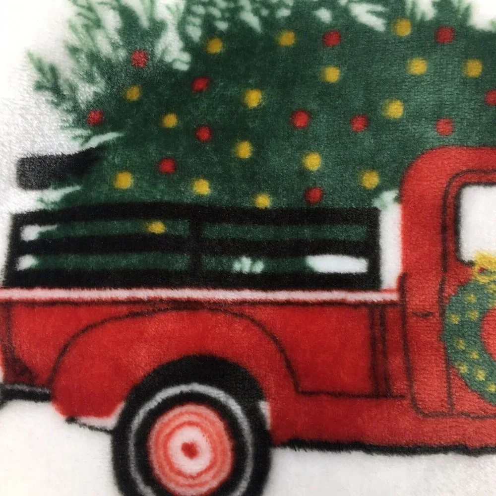 Envogue Red Truck Christmas Tree Throw Blanket Microfleece Oversized Holidays
